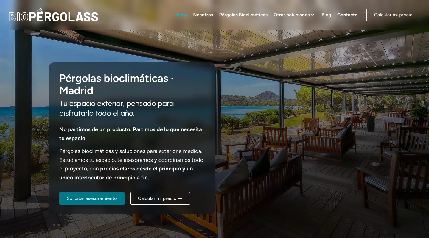 Captura de la web de Biopergolass