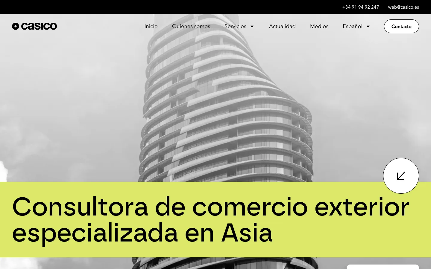 Captura de la web de Casico
