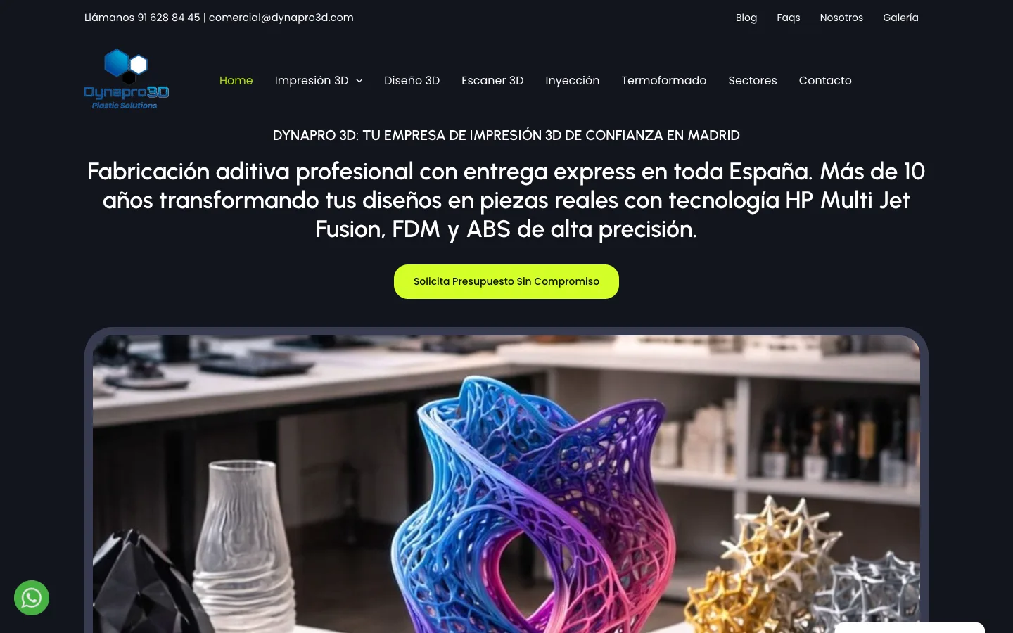 Captura de la web de Dynapro 3D