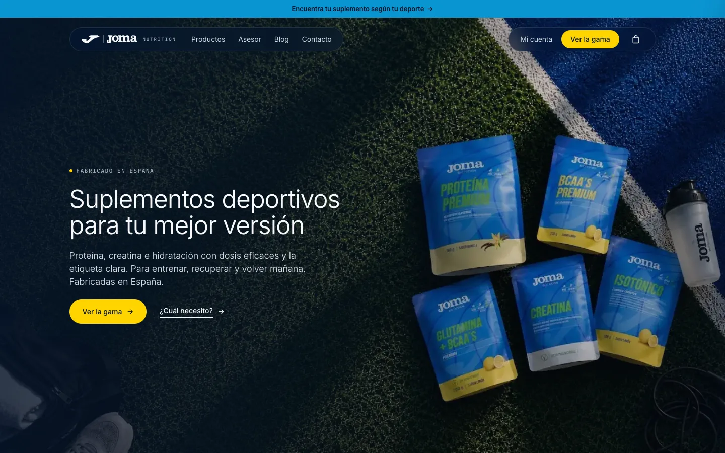 Captura de la web de JOMA Nutrition