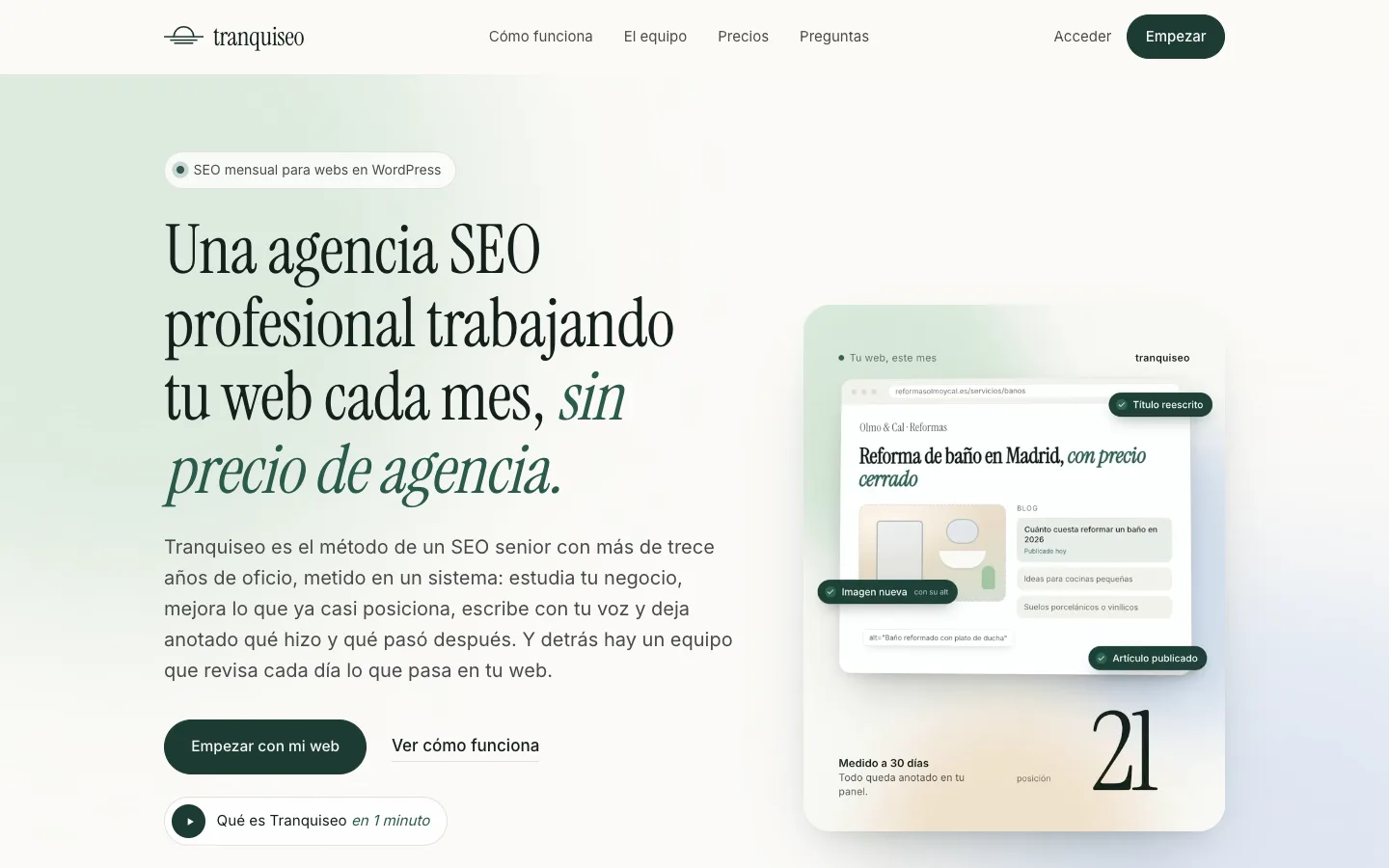 Captura de la web de Tranquiseo